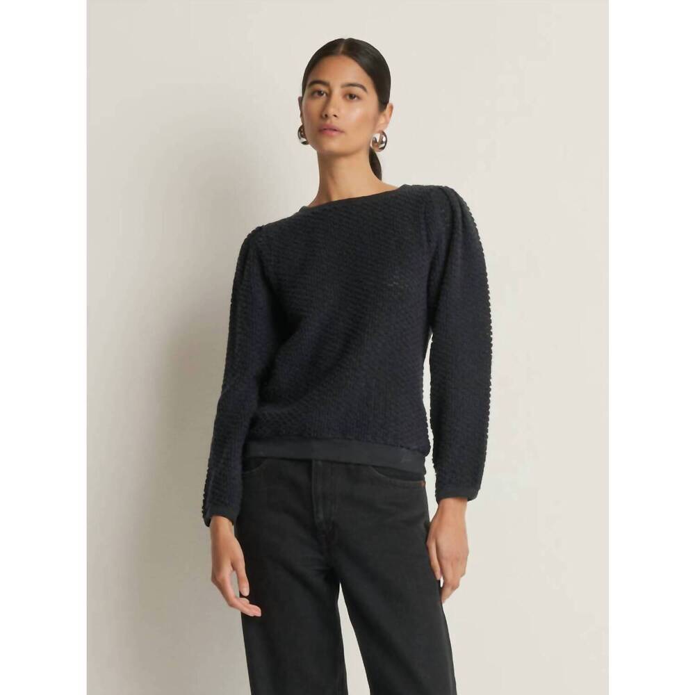 NEW NATION LTD etta lace popover top in jet black